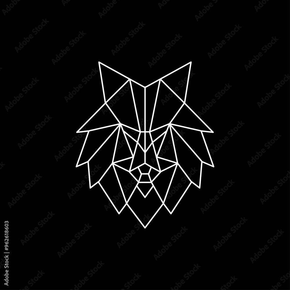 abstract wolf head logo with outline vector abstract wolf head logo with outline vector
