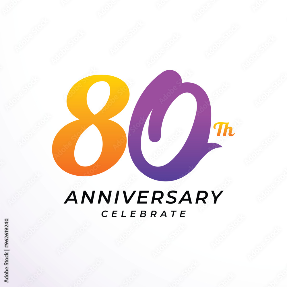 80 th Anniversary Modern Number Vector Design Collection 80 th Anniversary Modern Number Vector Design Collection