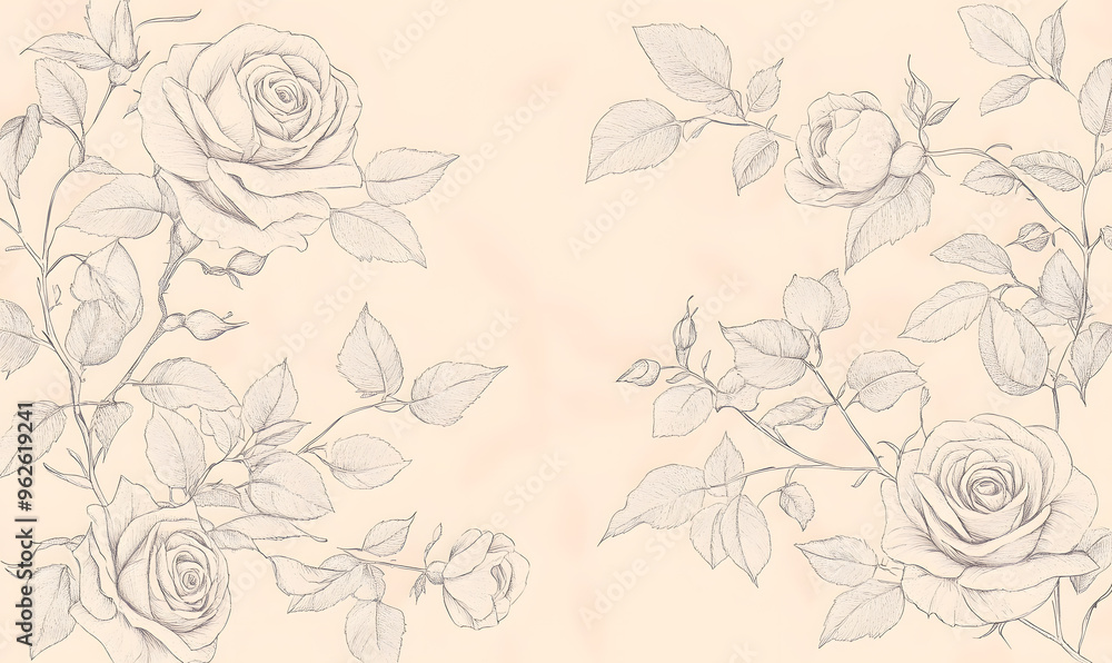 2D illustrator doodle-style floral and leaf graphics on a white background or wallpaper 2D illustrator doodle-style floral and leaf graphics on a white background or wallpaper