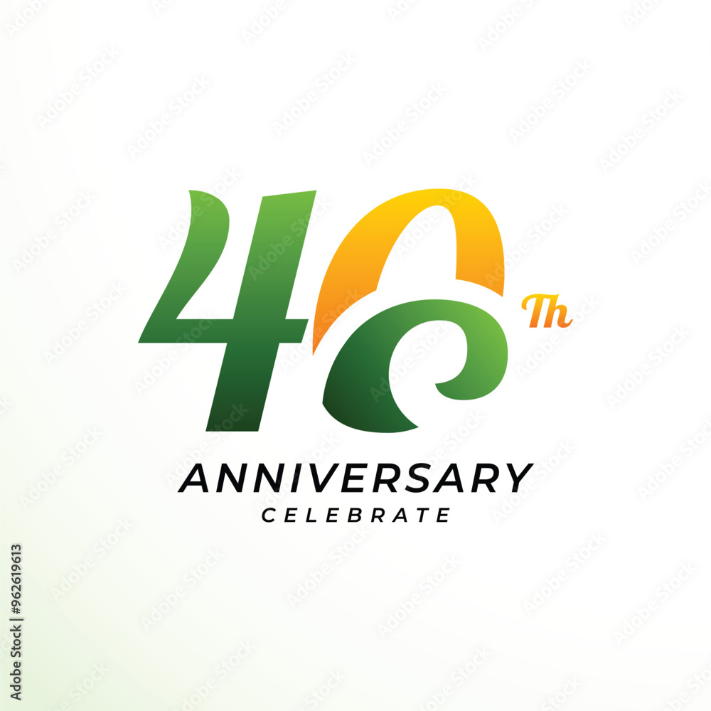 40 th Anniversary Modern Number Vector Design Collection 40 th Anniversary Modern Number Vector Design Collection
