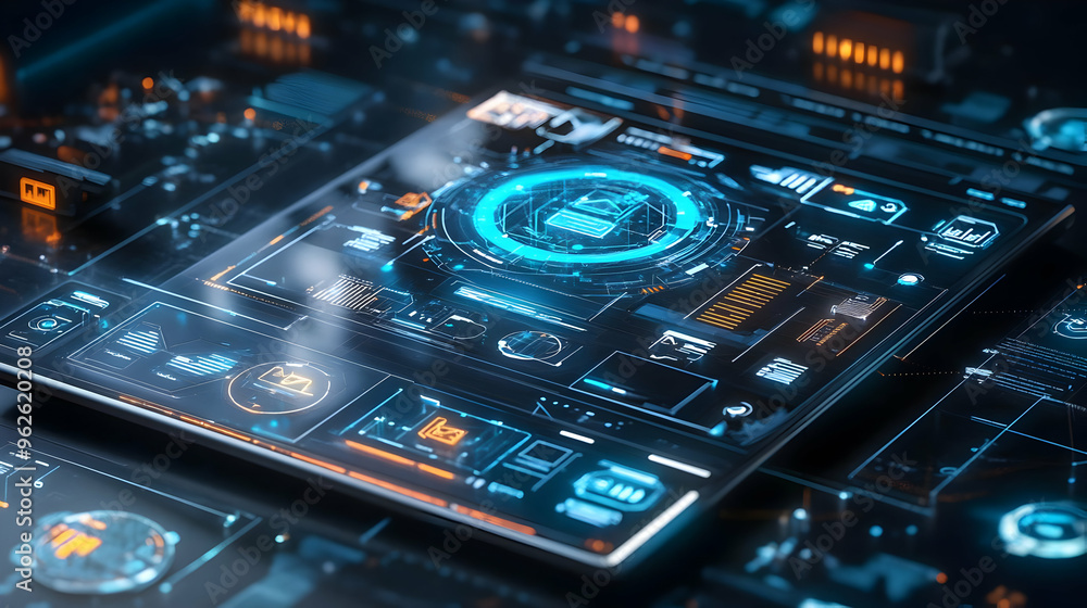 Futuristic Digital Interface - 3D Illustration Futuristic Digital Interface - 3D Illustration