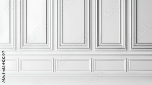Sophisticated Interior with White Wall Molding and Sunlight