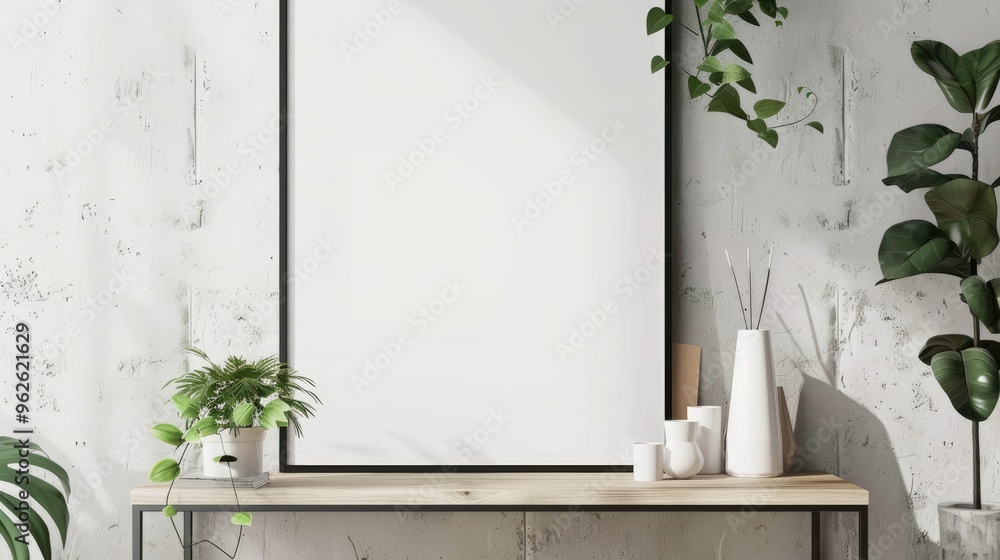 Mockup of a project presentation with a blank poster. Mockup of a project presentation with a blank poster.