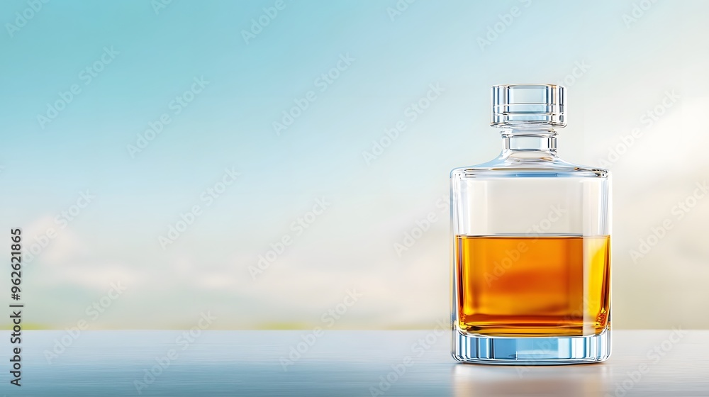 Engraved whiskey decanter with custom text, bar accessory, 3D illustration., Engraved whiskey decanter with custom text, bar accessory, 3D illustration.,