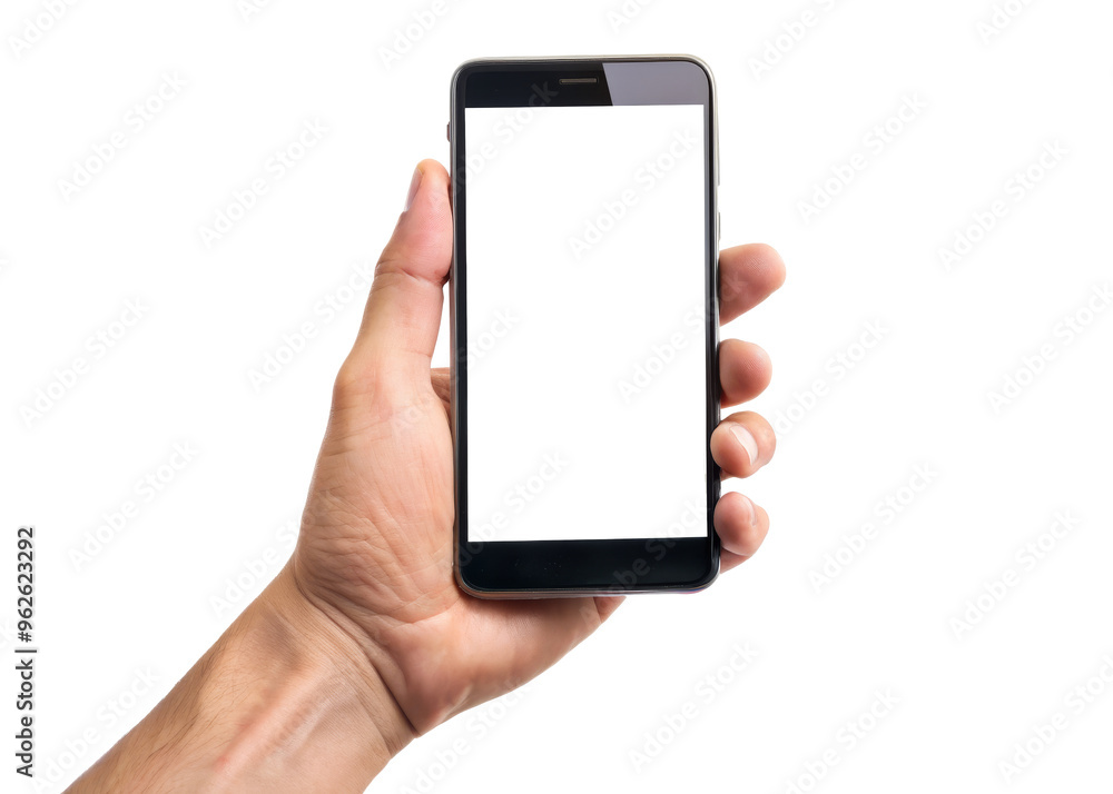 Mockup image of hand holding Smartphone with Blank Screen Isolated on White Background Mockup image of hand holding Smartphone with Blank Screen Isolated on White Background