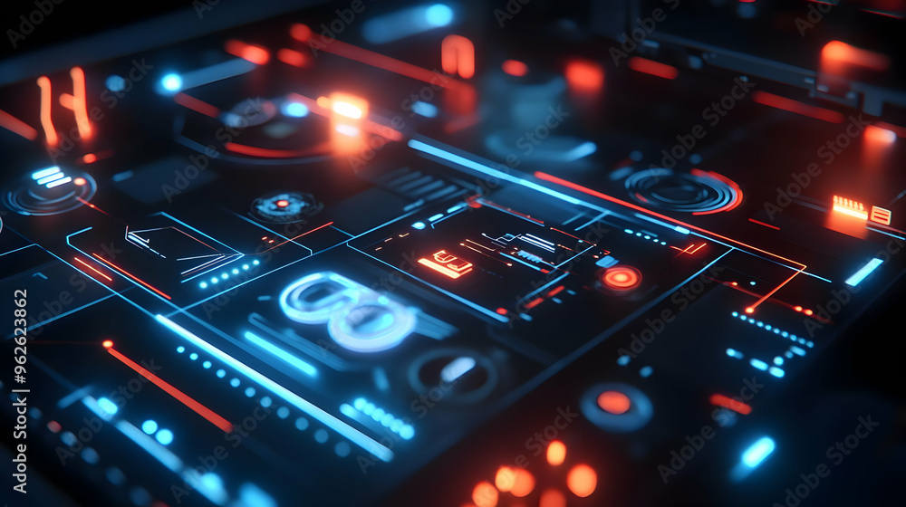 Abstract Futuristic Interface 3D Illustration Abstract Futuristic Interface 3D Illustration