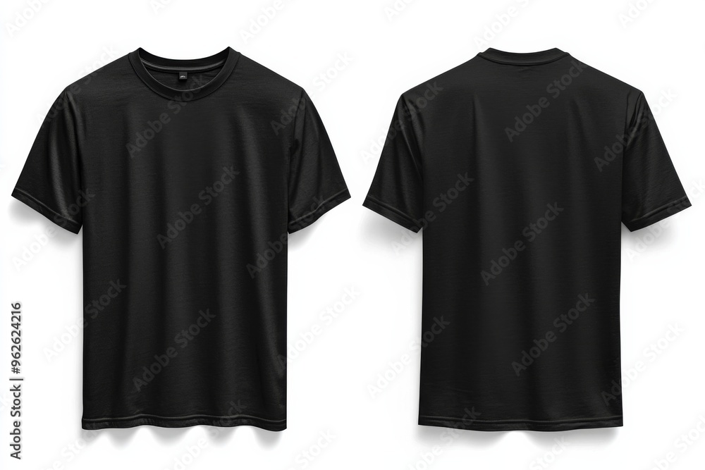 Naklejka premium Black Tshirt Mockup Front and Back Isolated created with Generative AI
