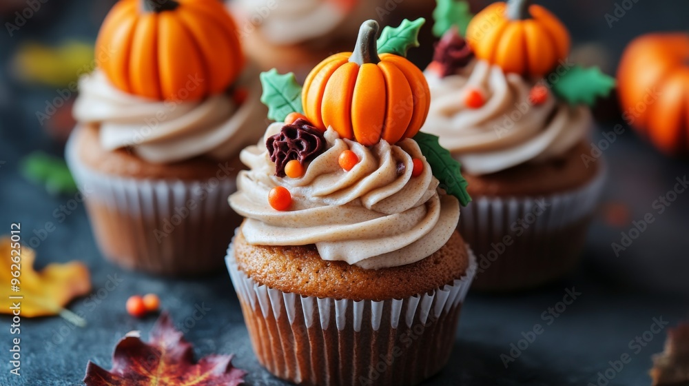 Pumpkin Spice Cupcakes Decorated with Fondant Pumpkins Pumpkin Spice Cupcakes Decorated with Fondant Pumpkins
