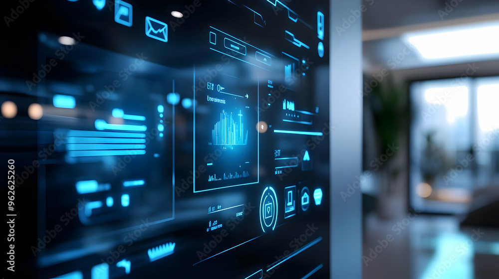 Futuristic Smart Home Interface Illustration Futuristic Smart Home Interface Illustration