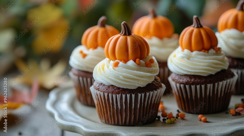 Pumpkin Spice Cupcakes with Orange Frosting and Sprinkles Pumpkin Spice Cupcakes with Orange Frosting and Sprinkles