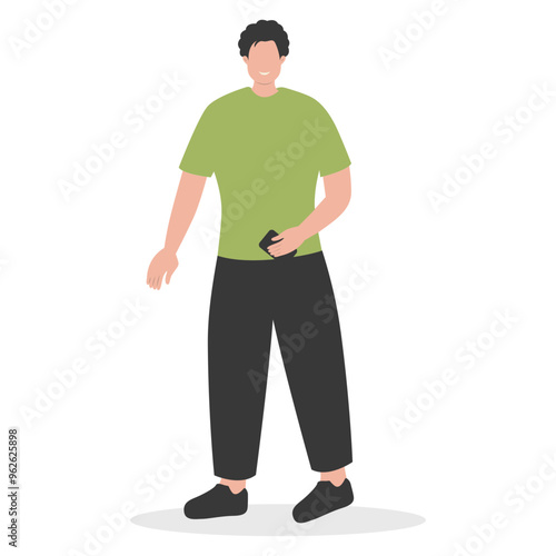 Young People with Smartphone, Isolated Vector Cartoon Character Illustration. 