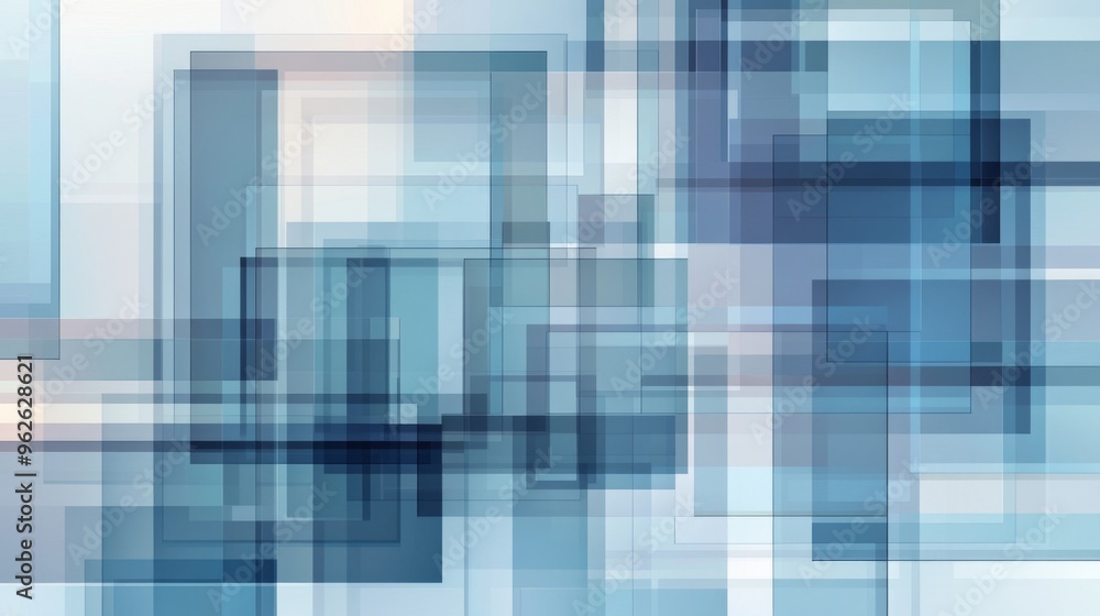 Geometric Harmony: Abstract Blue and Gray Layered Squares and Rectangles Background Geometric Harmony: Abstract Blue and Gray Layered Squares and Rectangles Background