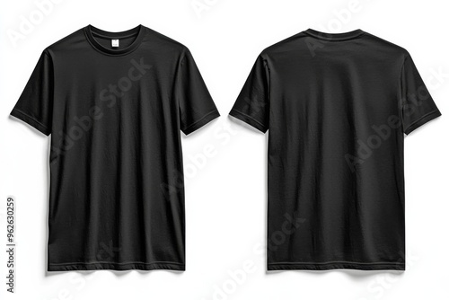 Black Tshirt Mockup Front and Back Isolated created with Generative AI