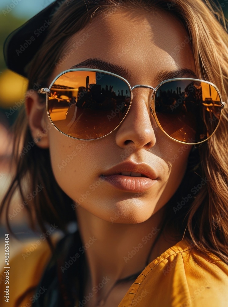 young beautiful woman with sunglasses at a summer music festival young beautiful woman with sunglasses at a summer music festival