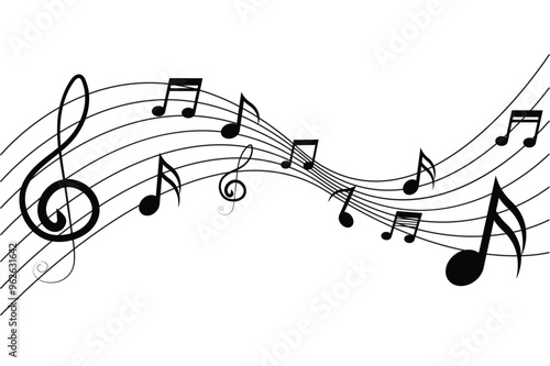 Musical symbols wave on white background vector illustration 
