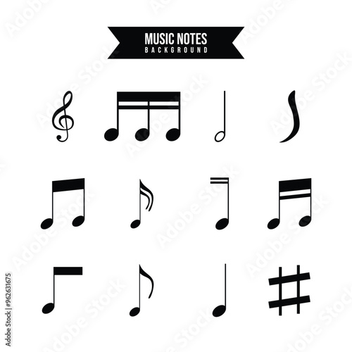 Music notes on a wave or staff
