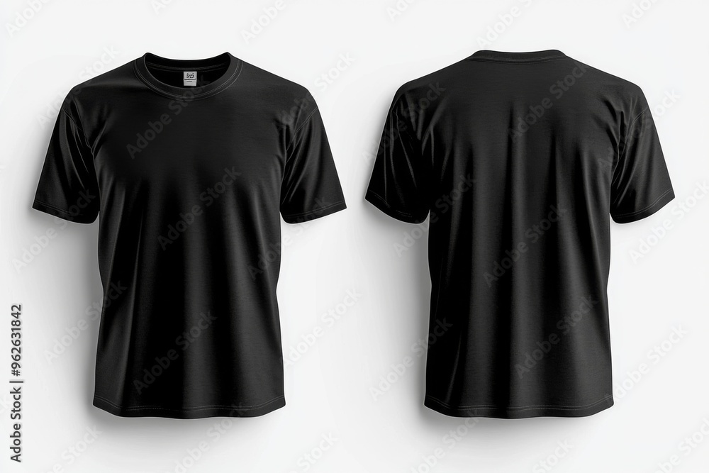 Black Tshirt Mockup Front and Back Isolated created with Generative AI Black Tshirt Mockup Front and Back Isolated created with Generative AI