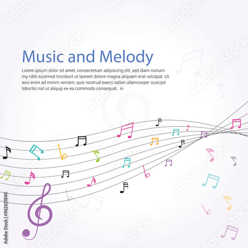 Colorful Symphony of Musical Notes Art
