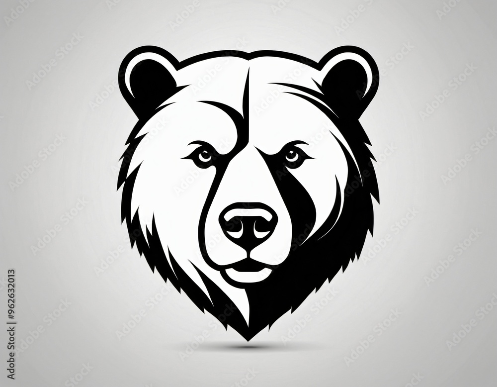 Bear head silhouette logo design. icon in black and white color. Ai generated image. Bear head silhouette logo design. icon in black and white color. Ai generated image.