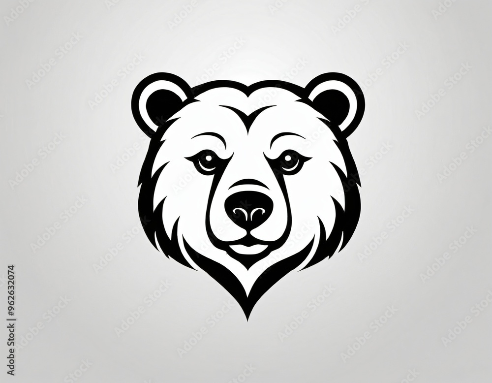 Bear head silhouette logo design. icon in black and white color. Ai generated image. Bear head silhouette logo design. icon in black and white color. Ai generated image.