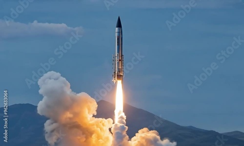 3D view of a rocket launching photo