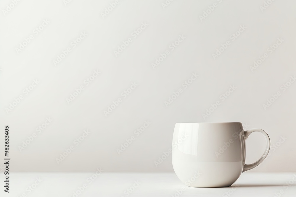 Fototapeta premium Simple white mug on a clean surface.