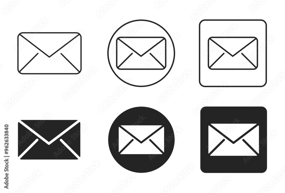 Email Icon Set. Message, Envelope, Mail, Contact, Communication Vector Illustration Collection Isolated on Transparent Background. Editable Stroke. Filled, Line and Stroke Style Icon Email Icon Set. Message, Envelope, Mail, Contact, Communication Vector Illustration Collection Isolated on Transparent Background. Editable Stroke. Filled, Line and Stroke Style Icon