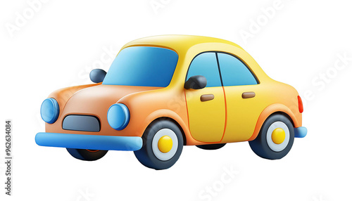 3d render cute car icon