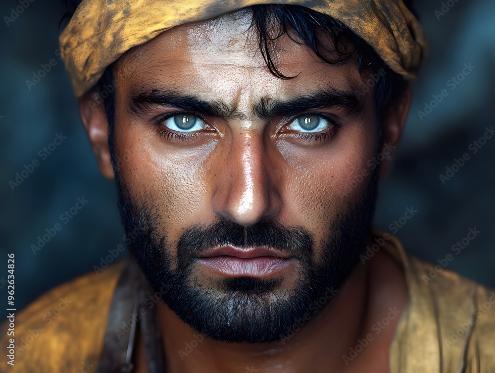 Close up Portrait of a Man with a Beard and Blue Eyes Close up Portrait of a Man with a Beard and Blue Eyes