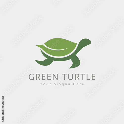 green turtle logo with leaf-shaped shell vector