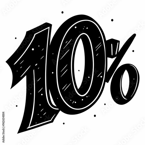 Bold Stylized 10% Graphic with Retro Black and White Design