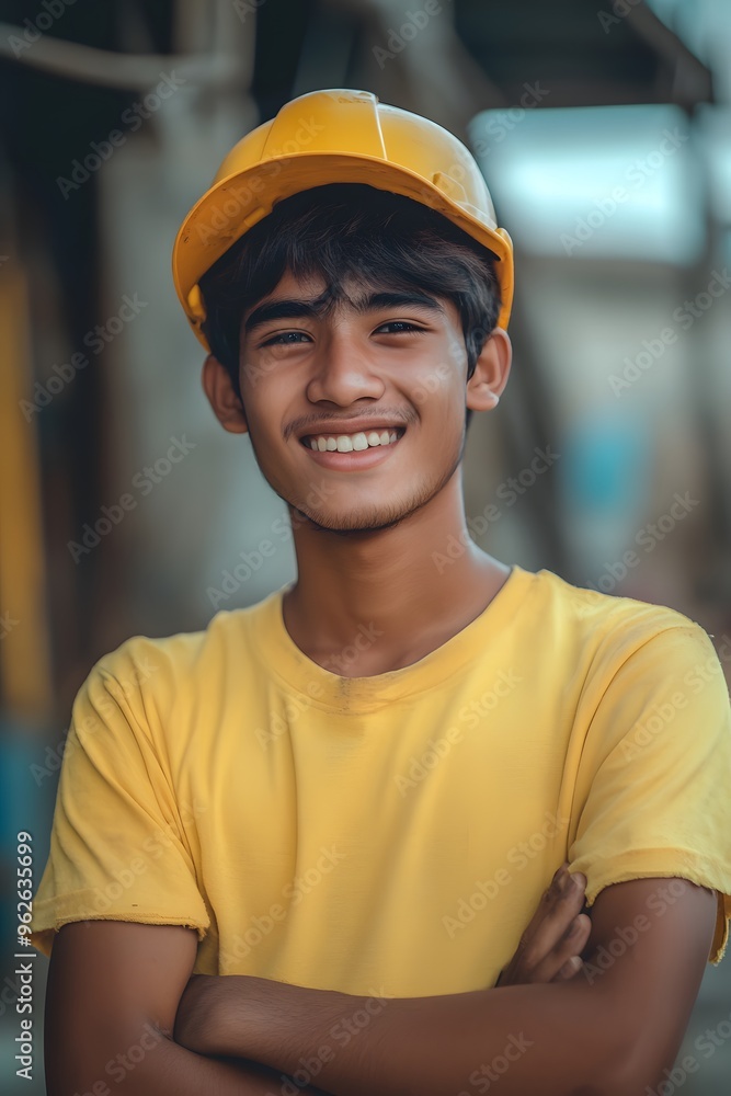 Smiling Construction Worker in Hard Hat Smiling Construction Worker in Hard Hat