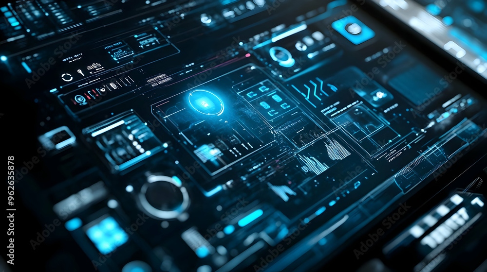 Fototapeta premium Abstract Futuristic Technology Interface 3D Illustration