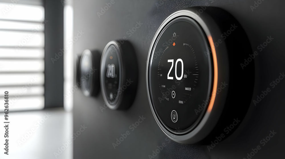 Modern Smart Thermostat Digital Display 3D Illustration Modern Smart Thermostat Digital Display 3D Illustration