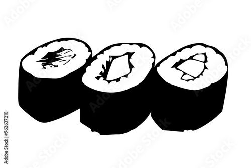 vector silhouette of a Gourmet Sushi Rolls