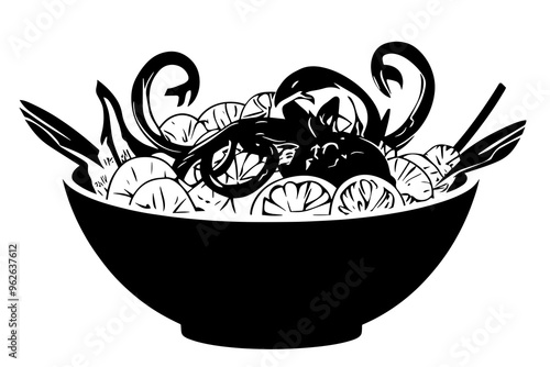 vector silhouette of a Fresh Ceviche