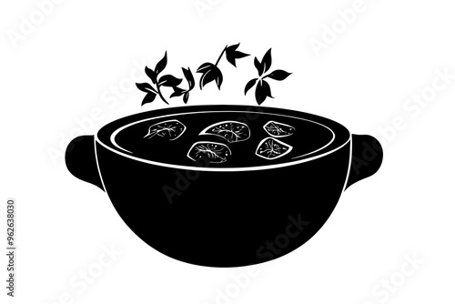 vector silhouette of a Fresh Vegetable Soup