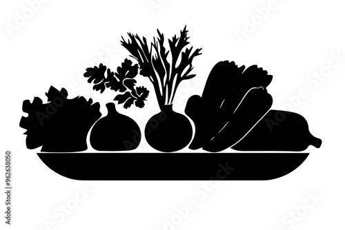 vector silhouette of a Fresh Veggie Platter