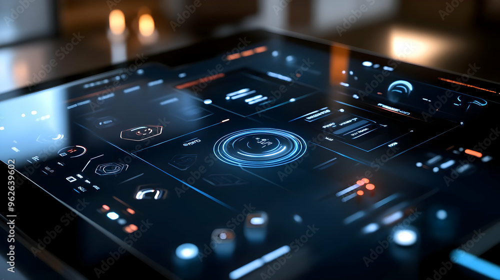 Futuristic Interface on Digital Tablet - 3D Illustration Futuristic Interface on Digital Tablet - 3D Illustration