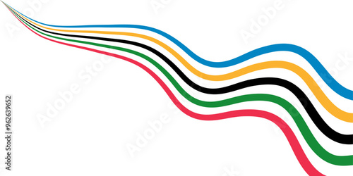 Paris Olympics games of the colors wavy stripes abstract illustration.