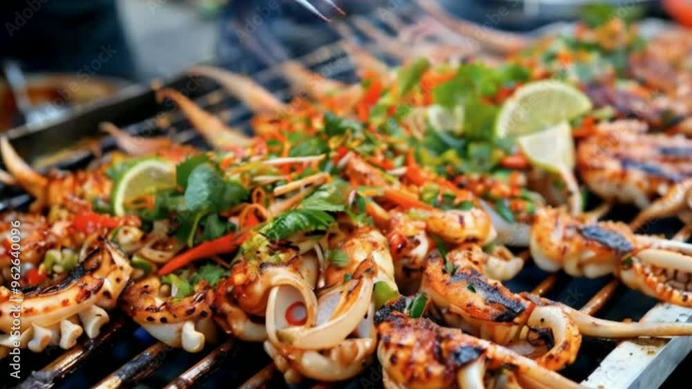 Authentic Thai Street Food Grilled Delicious Squid Delight Authentic Thai Street Food Grilled Delicious Squid Delight