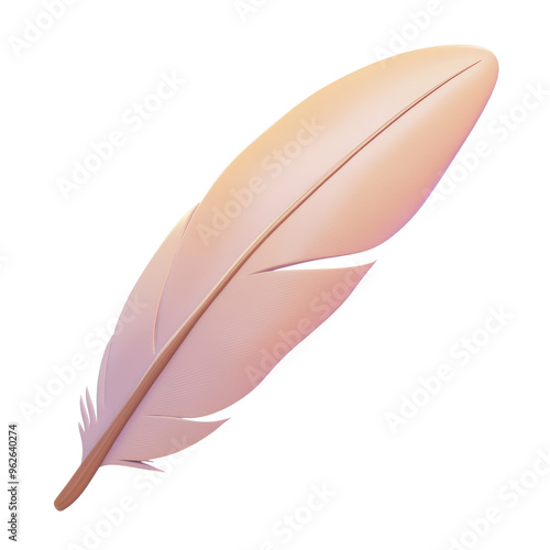 soft feather 3d render icon isolated on transparent background cutout photo