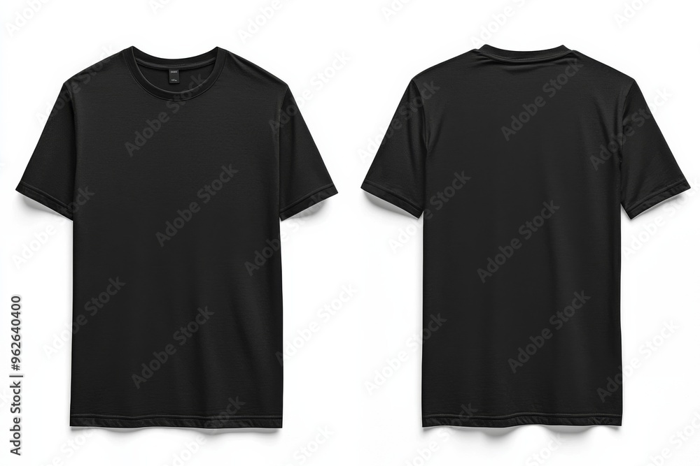 Black Tshirt Mockup Front and Back Isolated created with Generative AI
