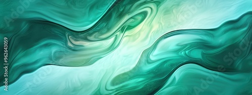 fluid colors, teal, turquoise, emerald, swirling waves, smooth gradients, abstract liquid shapes, iridescent highlights, ethereal, elegant motion, dreamlike textures