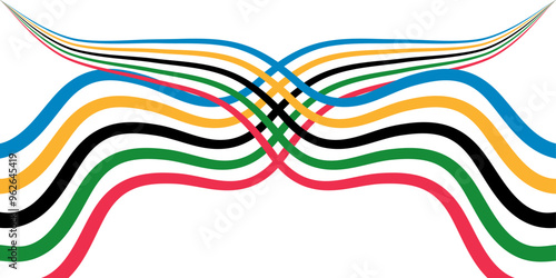 Paris Olympics games of the colors wavy stripes abstract illustration.