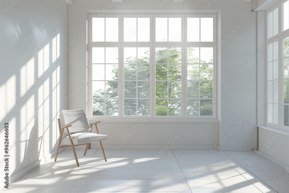 Fototapeta premium empty room with window and chair