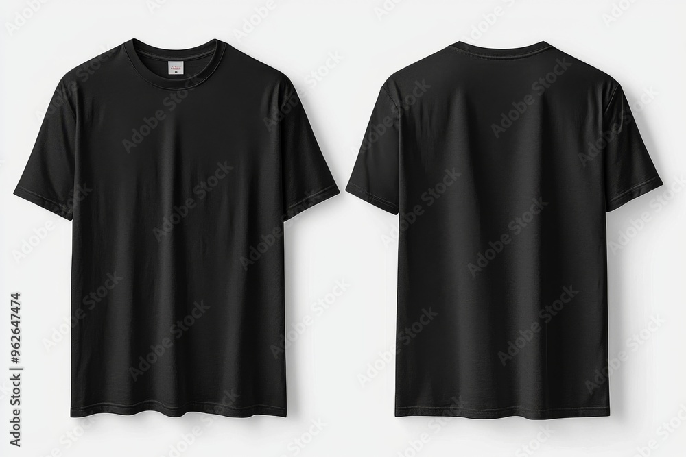 Black Tshirt Mockup Front and Back Isolated created with Generative AI Black Tshirt Mockup Front and Back Isolated created with Generative AI
