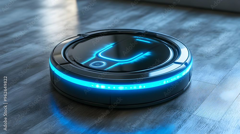 Futuristic Robot Vacuum Cleaner Illustration Futuristic Robot Vacuum Cleaner Illustration