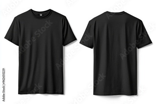 Black Tshirt Mockup Front and Back Isolated created with Generative AI