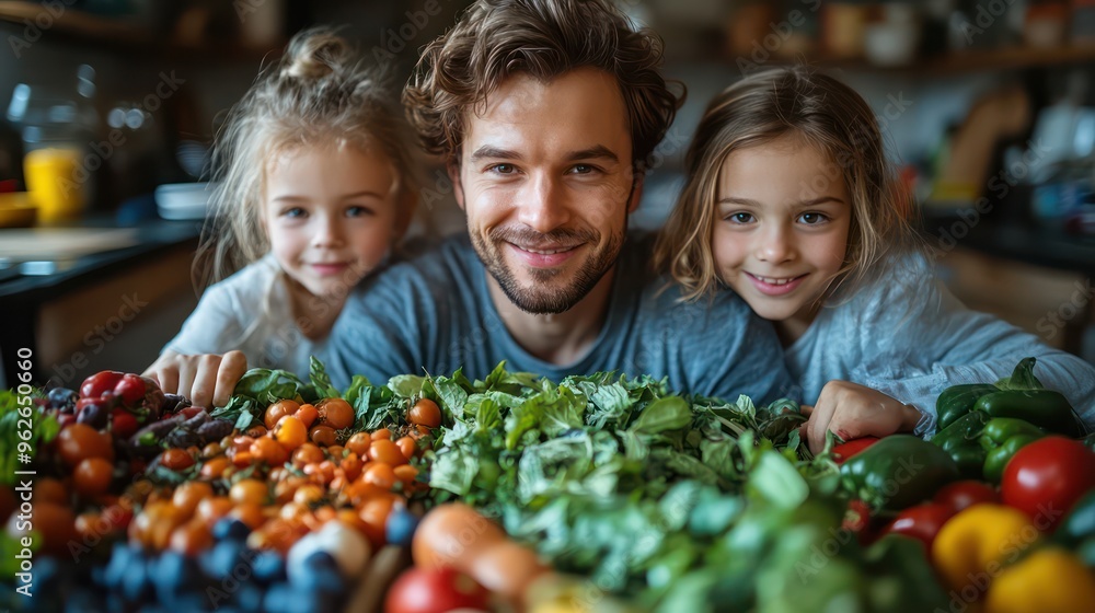 Young family separating recyclables at home, teaching children the importance of sustainability, kitchen setting, Young family separating recyclables at home, teaching children the importance of sustainability, kitchen setting,